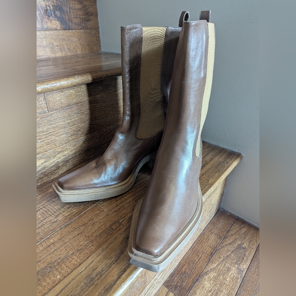 Leather Western Mimosa Go West Brown Italian Leather boots EU Sz 40 US 10B - Picture 10 of 13